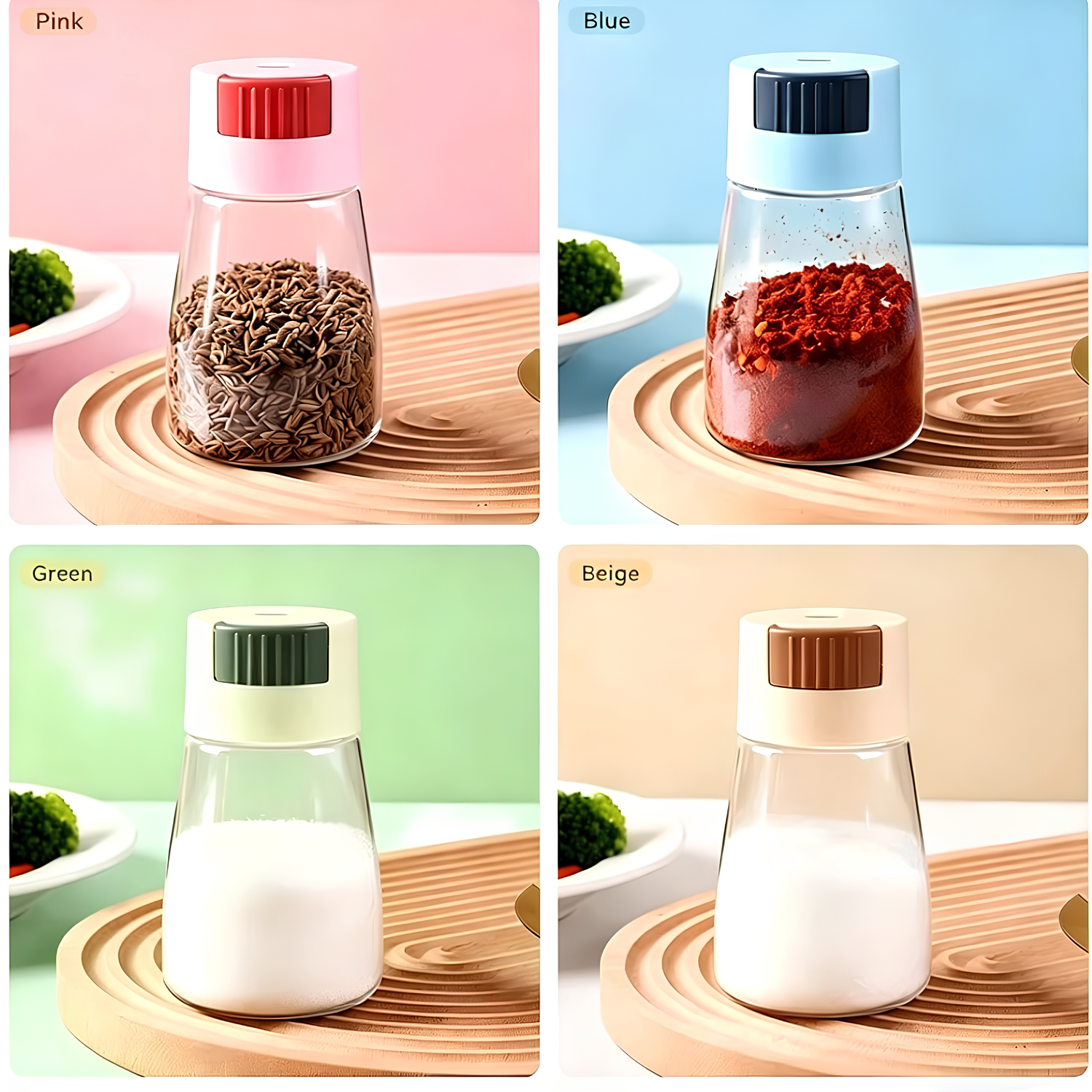Salt and Pepper Dispenser for Kitchen, with Precise 0.5g Push Dispenser