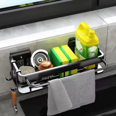 Wall Mounted Kitchen Sink Sponge & Supplies Organizer Rack