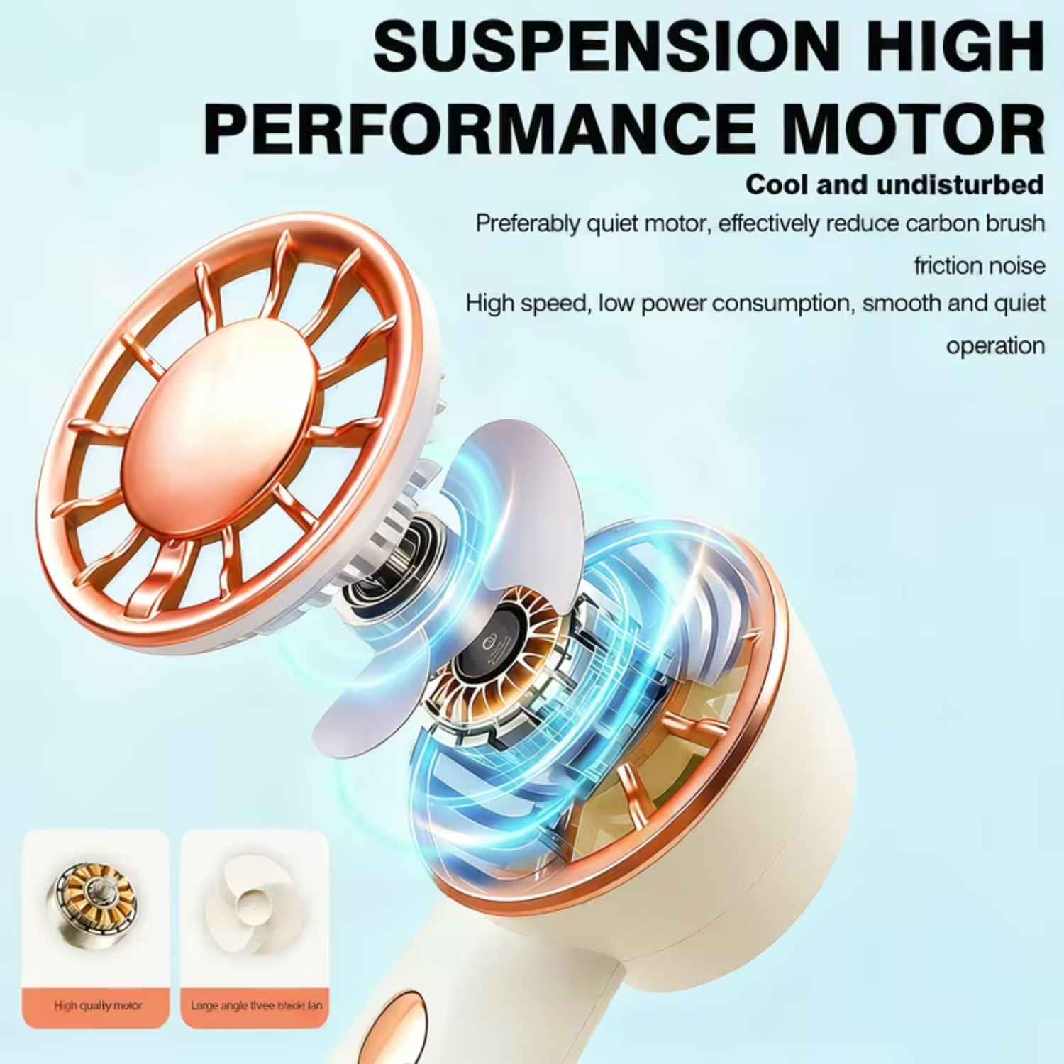 Portable Handheld Personal Pocket Fan 0808, 500mAh USB C Rechargeable