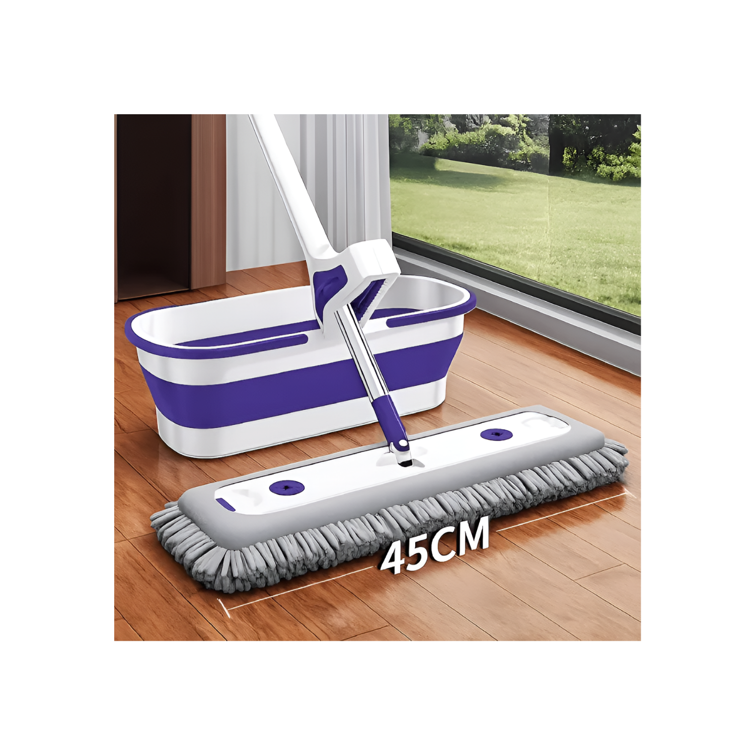 Foldable Flat Mop Bucket Set with Self Wringing Microfiber Cleaner