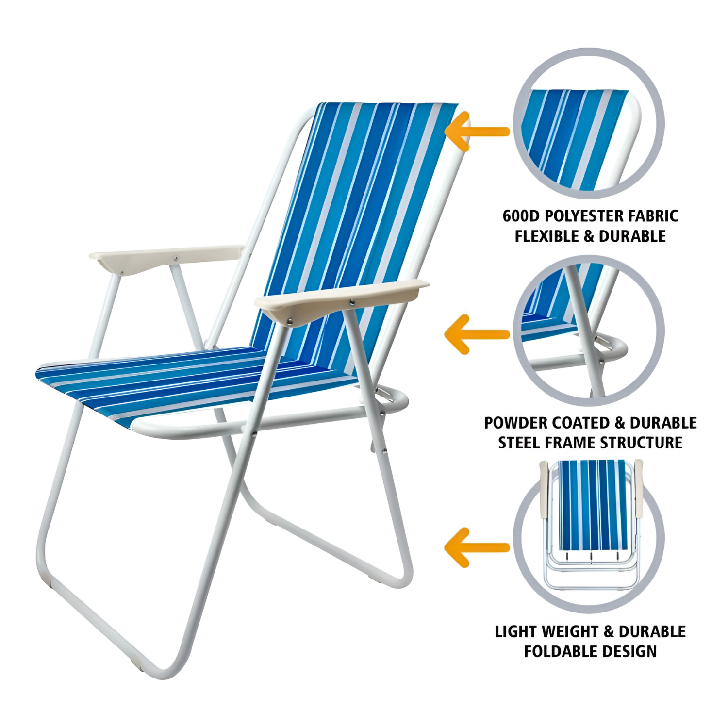 Folding Outdoor Relax Chair for Garden, Beach and Camping