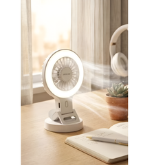 Green Lion Air Glow Clip On Rechargeable Fan with Ring Light