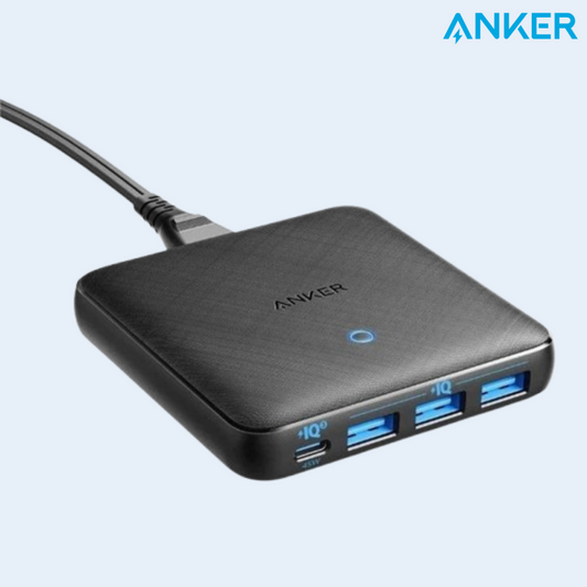 Anker PowerPort Atom 3 Slim 65W - محطة شحن سريعة متعددة المنافذ عالية السرعة بأربعة منافذ