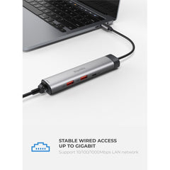 Blupebble C6 6 IN 1 Aluminum Multiport Multimedia Hub