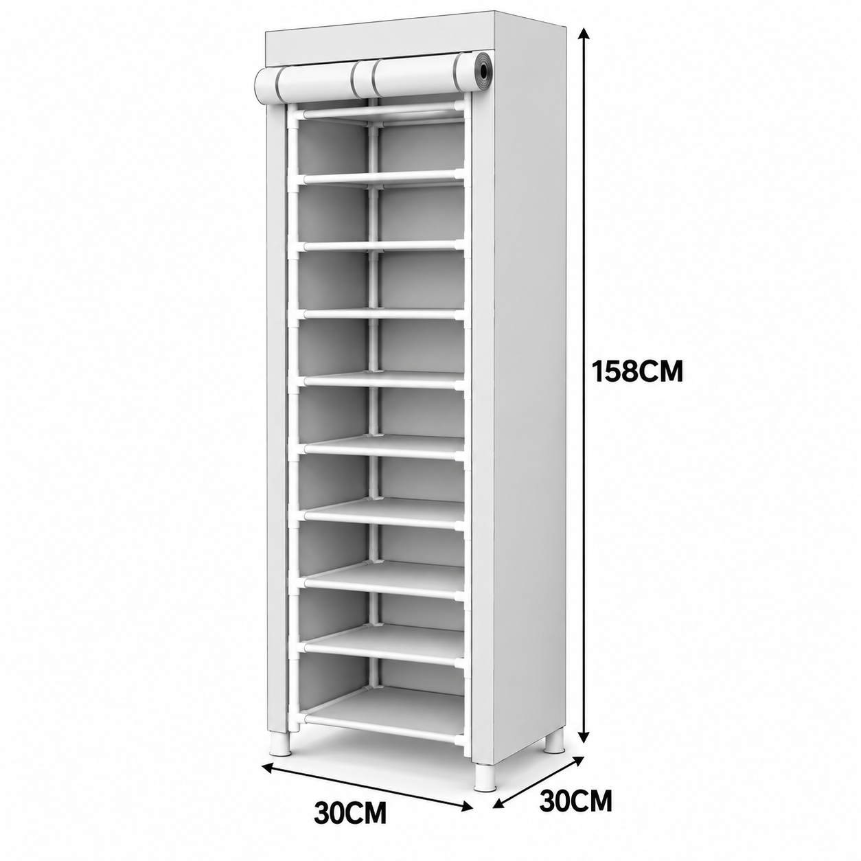 10 Layer Freestanding Shoe Rack with Dustproof Cover