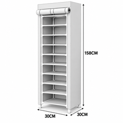 10 Layer Freestanding Shoe Rack with Dustproof Cover