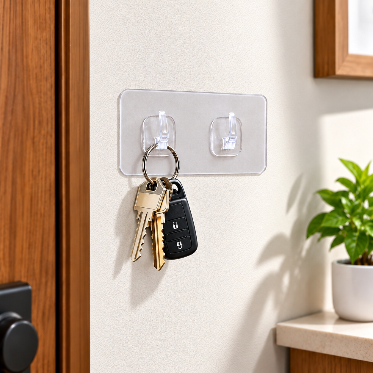 Clear Adhesive Double Hook Wall Strips
