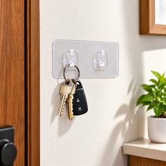 Clear Adhesive Double Hook Wall Strips