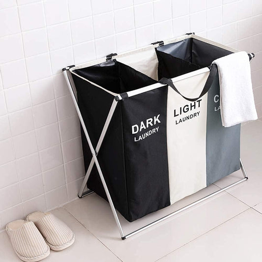 3 Compartment Clothes Sorting Laundry Basket