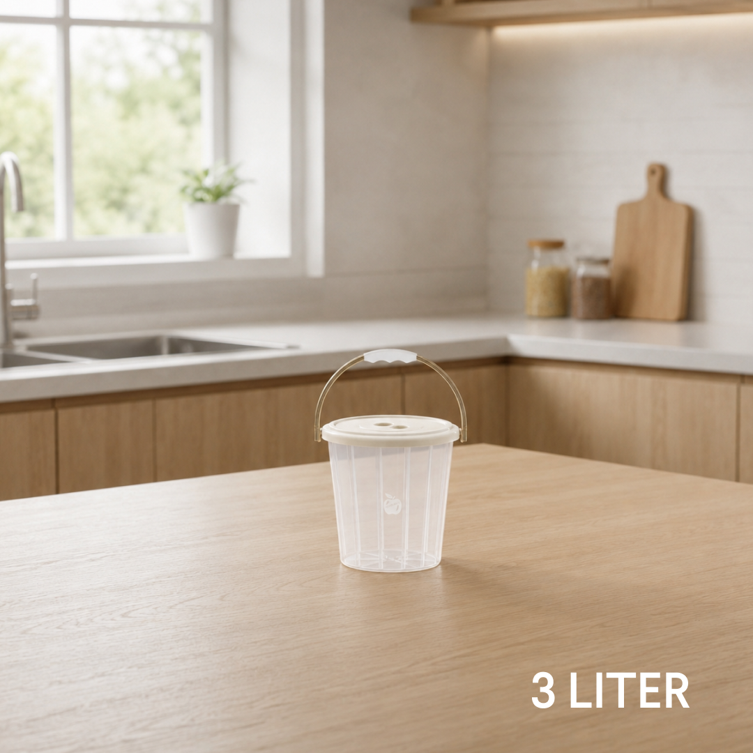 Multi Purpose Transparent Plastic Bucket with Lid and Handle 3 Liter