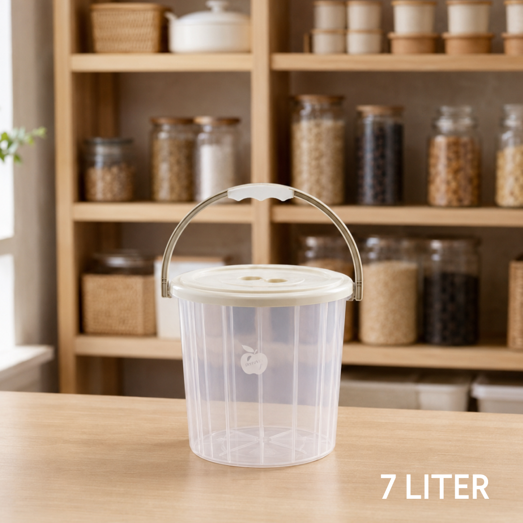 Multi Purpose Transparent Plastic Bucket with Lid and Handle 7 Liter