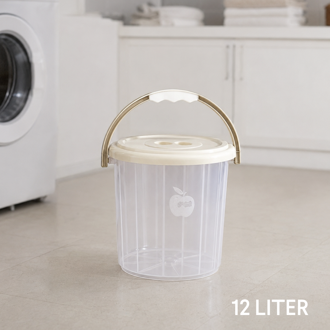 Multi Purpose Transparent Plastic Bucket with Lid and Handle 12 Liter