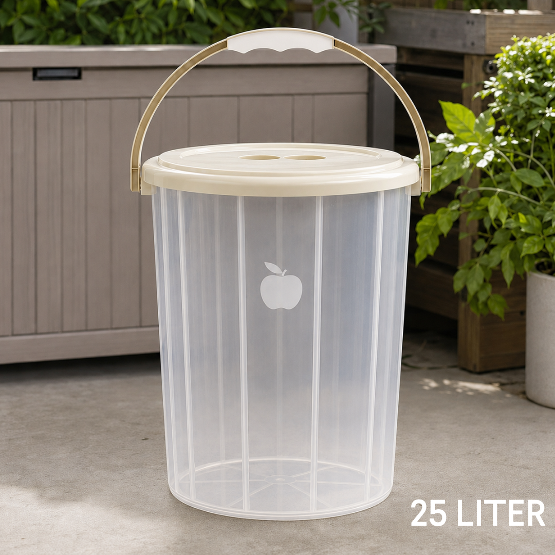 Multi Purpose Transparent Plastic Bucket with Lid and Handle
