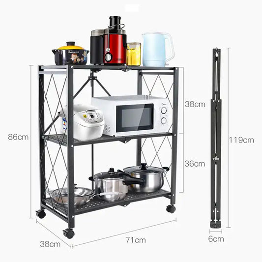 Multi Tier Heavy Duty Foldable Storage Rack with Wheels