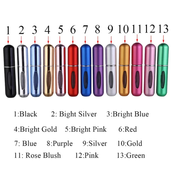 Perfume Refill Bottle - Mini Pocket Size Perfume Atomizer Dispenser - Color Options