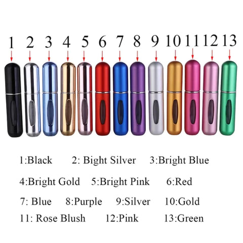 Perfume Refill Bottle - Mini Pocket Size Perfume Atomizer Dispenser - Color Options