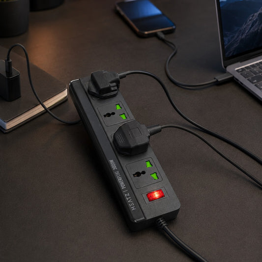 Heatz ZC618 3000W Power Extension with USB Multi Ports and 3 Meter Cord Wire