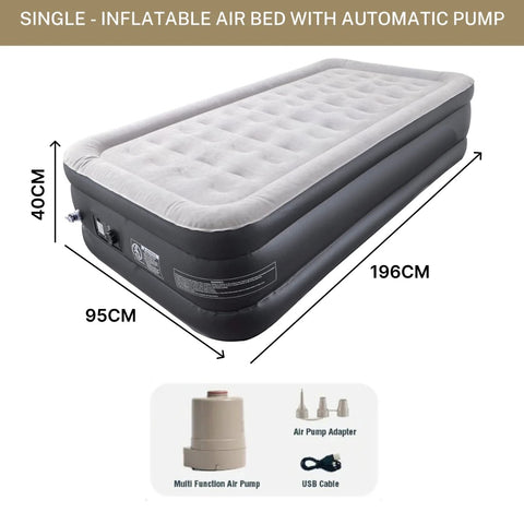 Inflatable Blow Up Air Mattress Bed with Built-in Automatic Pump