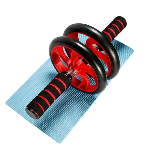 Double Wheel AB Roller, Unisex Abdominal Workout Exercise Wheel with Knee Mat