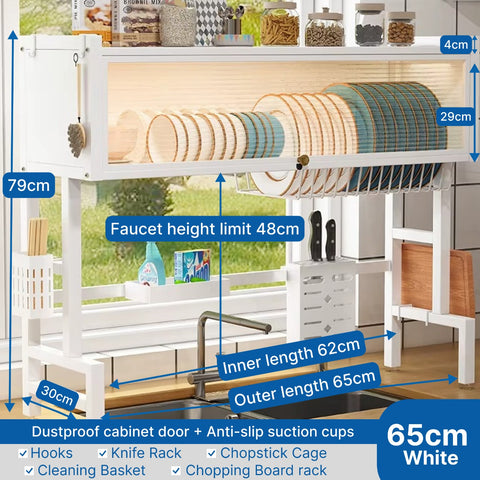 Dish Rack with Cover - Over The Sink Kitchen Dish Drying Rack