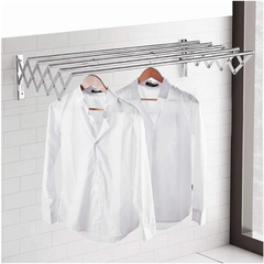 5 Bar Wall Mounted Folding Clothes Drying Rack, Collapsible Extendable Laundry Hanger