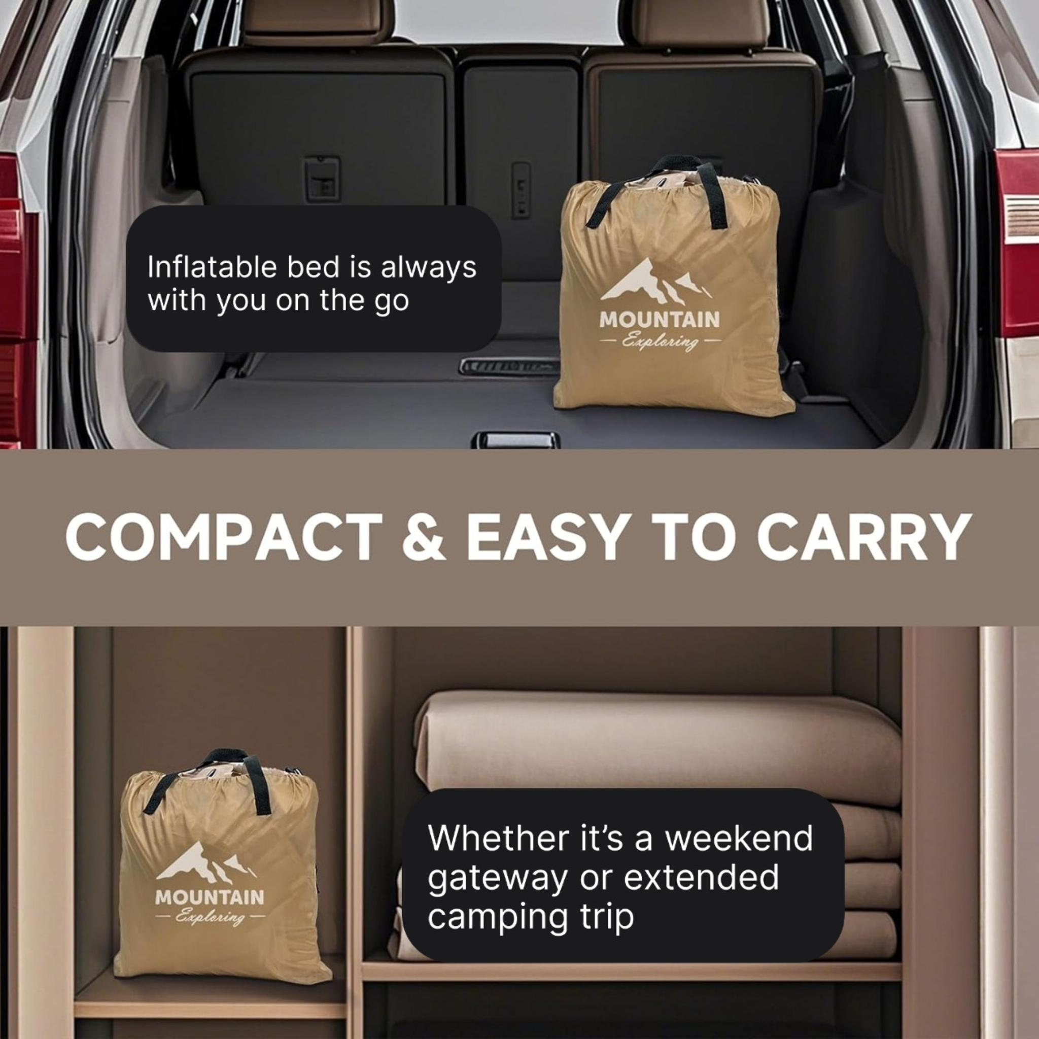 Portable Inflatable Blow Up Air Mattress Bed with Built-in Automatic Pump for Outdoor Camping