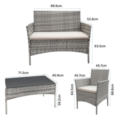 4 Seater Cushion Sofa Chairs with Center Table Outdoor Garden Furniture Set