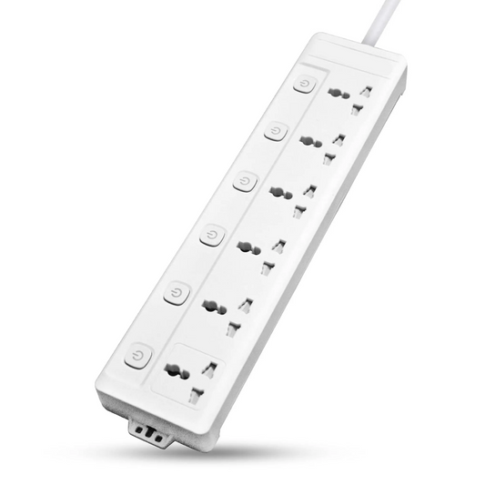 LightX 3250W Extension Board with 6 Socket & 5 Meter Cord with Individual Switch