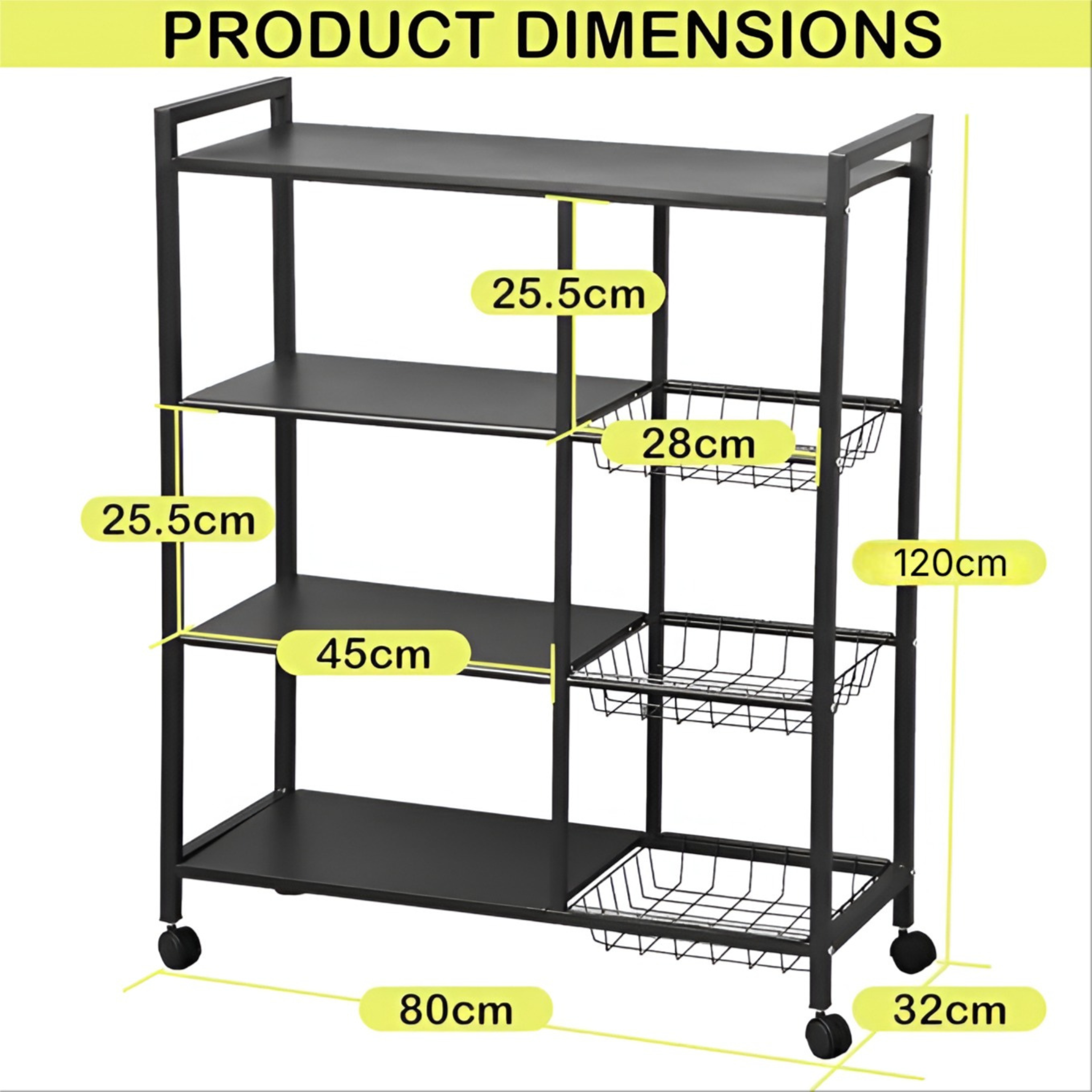 Narrow Utility Rack Utility Storage Rack for Kitchen with Mesh Baskets and Wheels – Qmax Qatar
