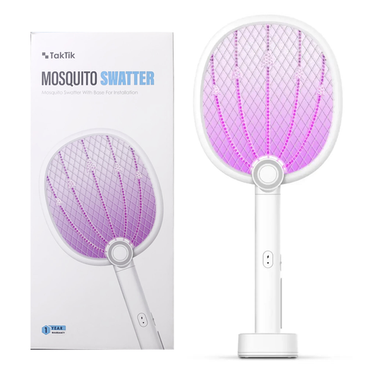 TakTik 2700V Electric Mosquito Swatter Racket with UV Light & Charging Base