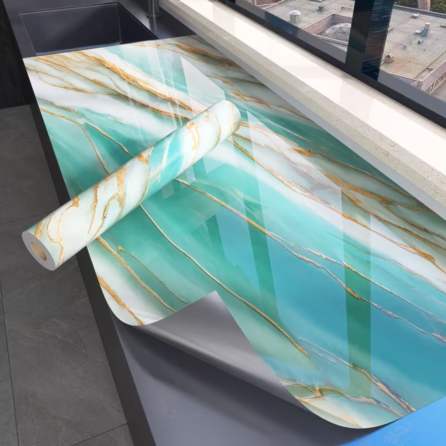 Self Adhesive Waterproof PVC Wallpaper Sticker for Kitchen, Cupboard, Storage Shelves and Table D
