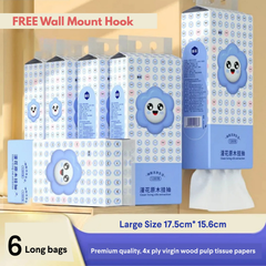 4x Ply Virgin Wood Pulp Tissue Paper Bundle, Carton of 6 Long Bags