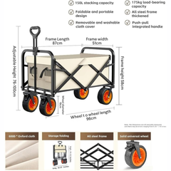 Folding Wagon Trolley Cart with Removable Top Table Board for Outdoor Camping & Picnic