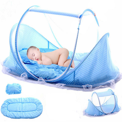 Folding Mosquito Protection Net Newborn Baby Bed Crib with Pillow