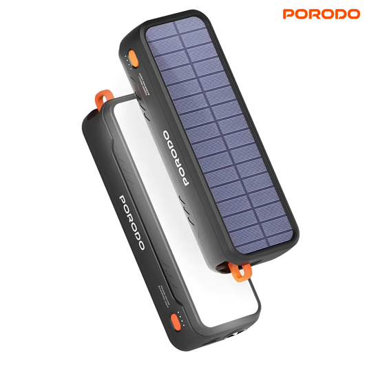 Porodo Solar Powered 20000mAh Power Bank with Multi Mode Flashlight