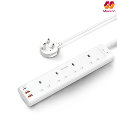 Moxedo 20W Surge Protector Power Strip with 4 AC Outlets, 3 USB Ports and 2 Meter Cord