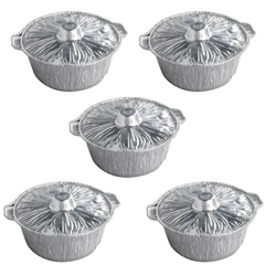 Disposable Aluminium Foil Pot with Lid, Food Packaging Containers Pack of 5