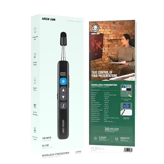 Green Lion Wireless Presenter, Presentation Remote with Laser Pointer