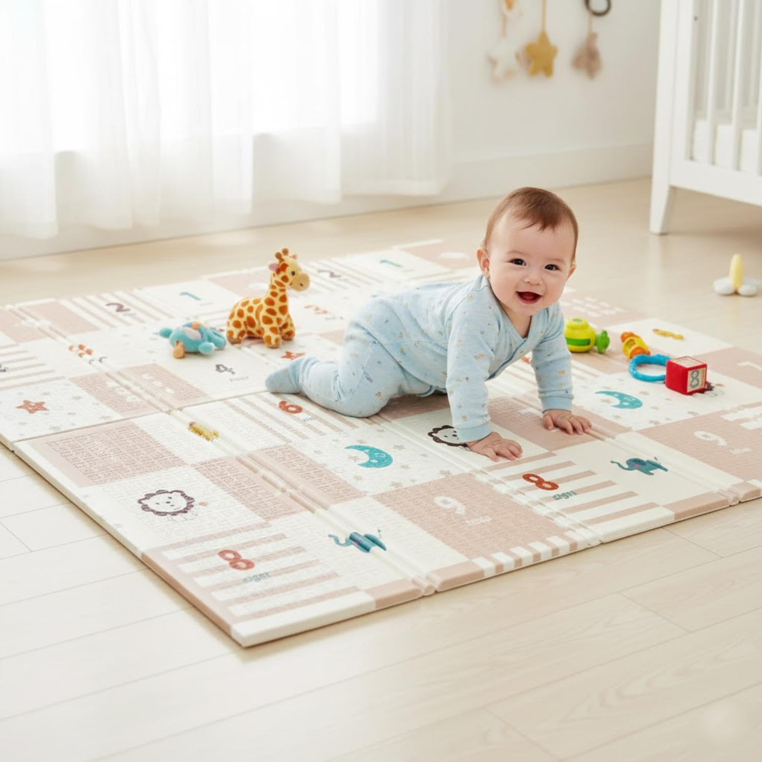 Baby Play Mat, Folding Baby Crawling Two Sided Play Mat Playmat -N