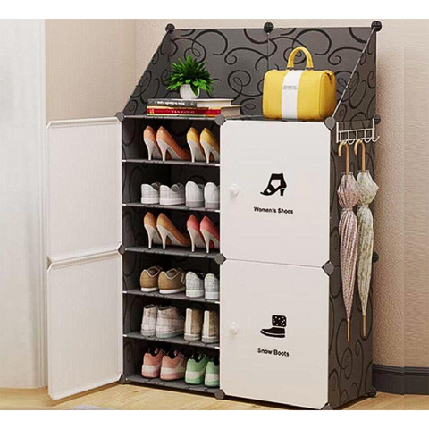 4 Doors Shoe Cabinet with Storage Area