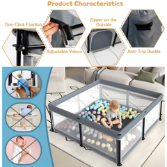 Portable Folding Playpen with Mat and 30 Balls | 120 x 120 x 68 cm