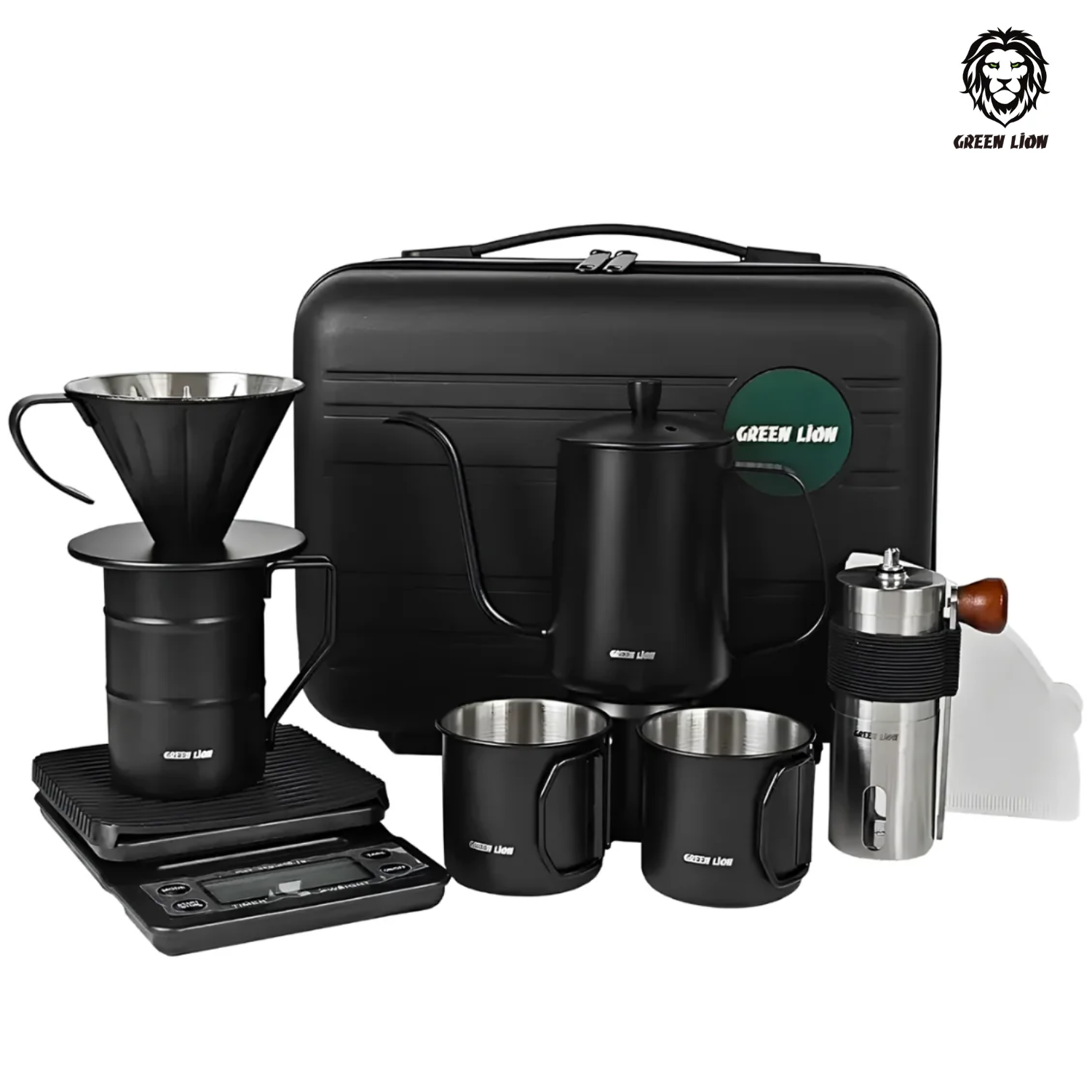Green Lion V60 Pro 7 IN 1 Coffee Maker Set, Portable Pour Over Coffee Kit