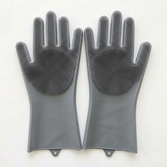 Dish Washing Silicone Scrub Gloves Grey