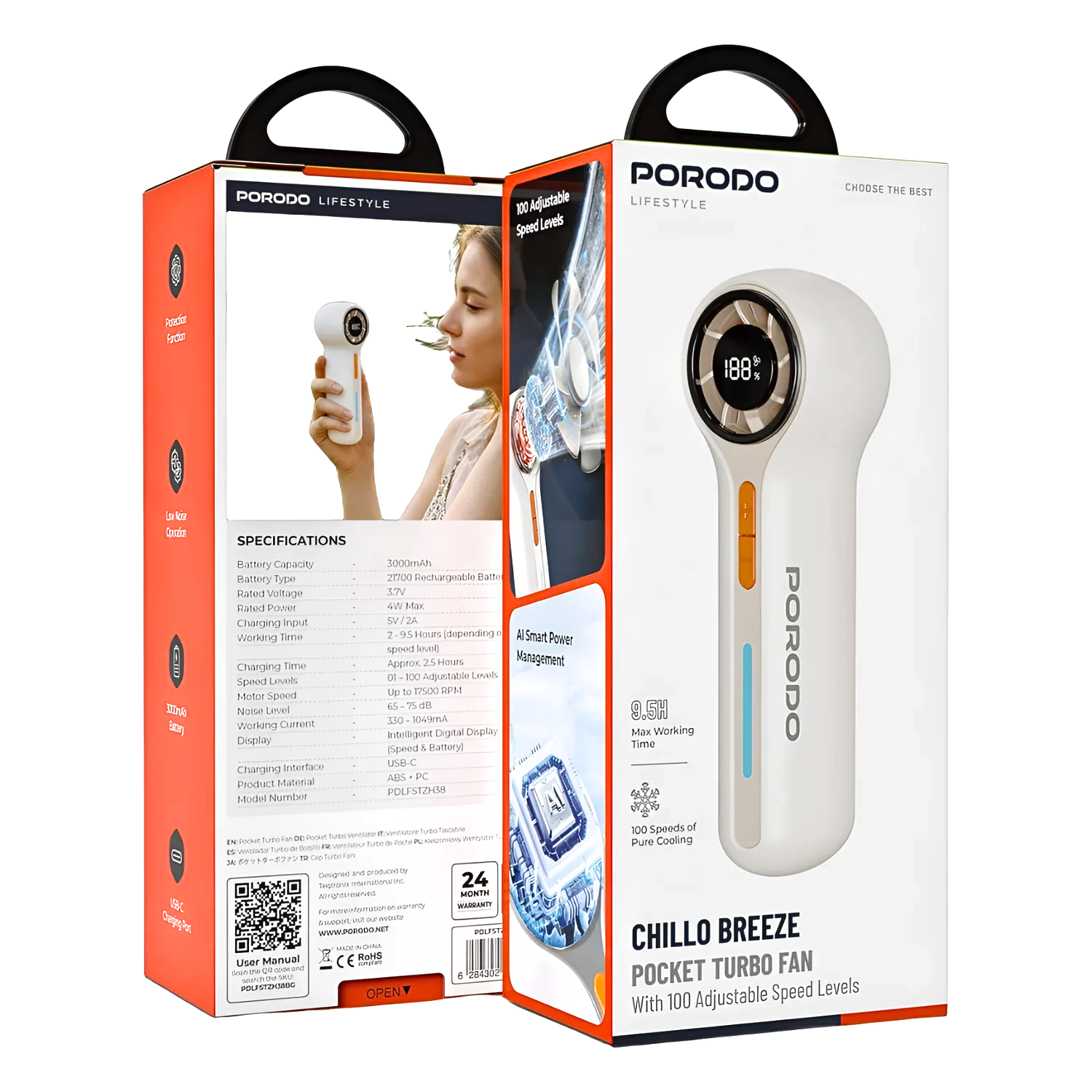 Porodo Chillo Breeze Pocket Turbo Fan