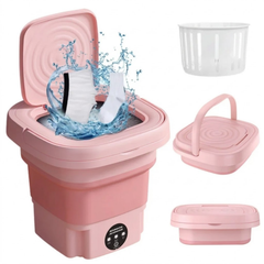 Folding Portable Washing Machine with Dryer Pink
