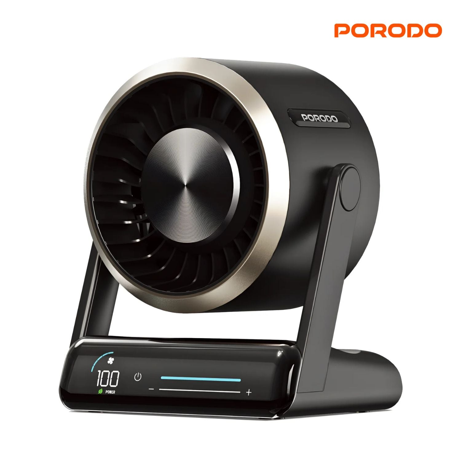 Porodo Lifestyle Chillo Core Desktop Fan with LED Display ,6000mAh Battery, 100 Speed Levels