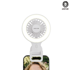 Green Lion Air Glow Clip On Rechargeable Fan with Ring Light