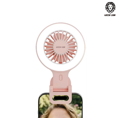 Green Lion Air Glow Clip On Rechargeable Fan with Ring Light
