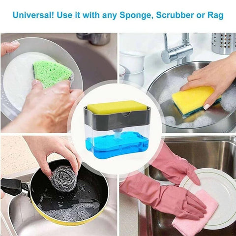 2-in-1 Soap Pump Dispenser Sponge Holder