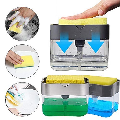 2-in-1 Soap Pump Dispenser Sponge Holder